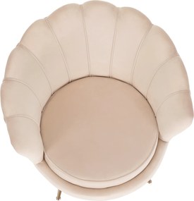 Fotoliu în stil Art-deco, catifea Velvet bej/crom auriu, NOBLIN