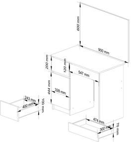 Masă de toaletă Parijat  (Alb) (cu oglindă) (S). 1069449