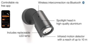 Aplică LED de exterior cu senzor STEINEL 058630 SPOT ONE 1xGU10/7W/230V IP44