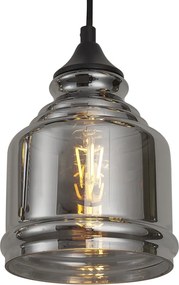 Lampa suspendată Art Deco neagră cu sticlă fumurie cu 8 lumini - Hanne