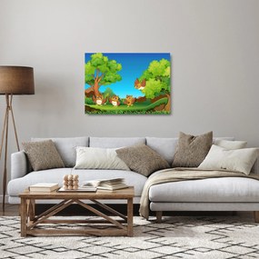 Tablou pe sticlă - Bufnițe vesele (70x50 cm)