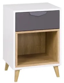 Noptieră Juna 11 (alb + grafit + gri + stejar lefkas). 1087407