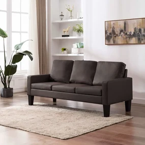 288762 vidaXL Canapea cu 3 locuri, maro, piele ecologică