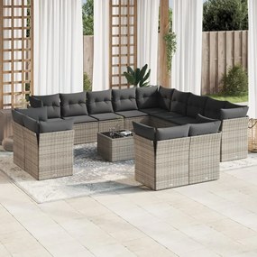 vidaXL Set mobilier de grădină cu perne, 14 piese, gri, poliratan