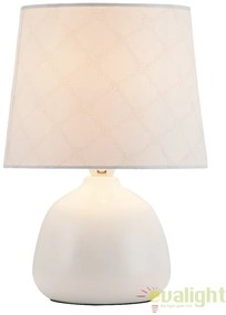 Veioza, lampa de masa, finisaj alb, diametru 18cm, Ellie 4379 RX