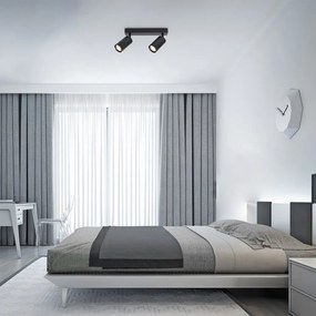 Aplica de perete / tavan cu 2 spoturi directionabile design modern SOLO negru