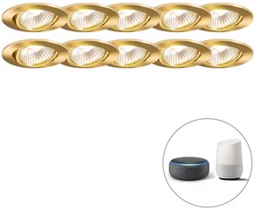 Set de 10 spoturi inteligente încastrate aurii, înclinabile, inclusiv WiFi GU10 - Cisco