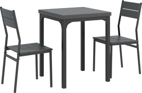 HOMCOM Set dining 3 piese, set masă, 1 masă, 2 scaune, MDF+metal, Gri | Aosom Romania