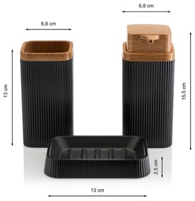 Set de baie ZOYA 5 buc. negru/maro