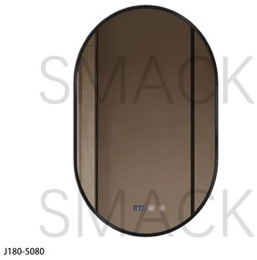 Oglindă LED Touch Premium, Dezaburire, Rama Negra, 3 Tipuri Lumină 50/80 cm