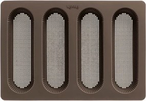 Tavă pentru baghete Lekue 1009039, 29x20x2 cm, 600 ml, 4 compartimente, silicon platinat, de la -60 la +220 °C, maro