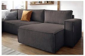 Colțar taupe extensibil cu tapițerie din catifea reiată (în formă de "U") Nihad – Bobochic Paris