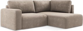 Colțar bej extensibil/cu spațiu de depozitare cu tapițerie din chenille (cu colț pe partea dreaptă/în formă de ”L”) Kona – Makamii