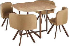 Set masa cu 4 scaune BEVIS NEW, stejar/maro