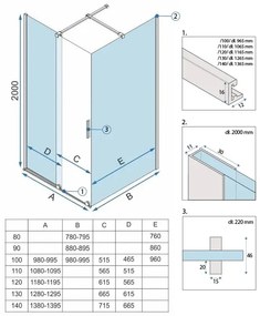 Cabina de dus dreptunghiulara Rea Montana cu usa culisanta 130x80 auriu periat