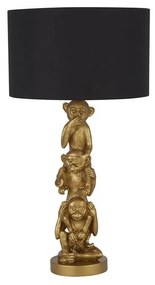 Veioza/Lampa de masa design decorativ Wise Monkey auriu/negru