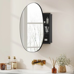 HOMCOM Dulap Baie cu Oglindă și 3 Rafturi, 61x12x79 cm, Formă Neregulată, Dulap Montabil pe Perete, Negru | Aosom Romania