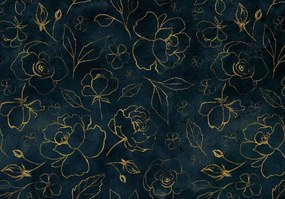 Fototapet - Flori aurii și frunze (254x184 cm), în 8 de alte dimensiuni noi