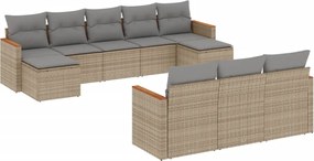vidaXL Set canapele de grădină cu perne, 10 piese, bej, poliratan