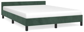 Cadru de pat cu tablie, verde inchis, 140x190 cm, catifea Verde, 140 x 190 cm