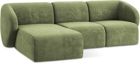 Colțar verde cu tapițerie din chenille (cu colț pe partea stângă/cu șezlong) Lani – Makamii