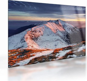 Tablou pe sticlă - Panoramă montană de iarnă II. (70x50 cm)