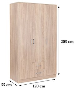 Dulap Miami 120x205 cm stejar sonoma-stejar sonoma