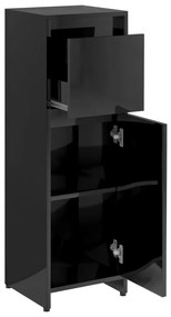 Set mobilier de baie, 4 piese, negru extralucios, PAL negru foarte lucios, 1