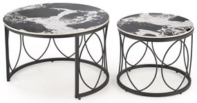 Set 2 buc. măsuțe de cafea Alexis (marmură negru + negru). 1092430