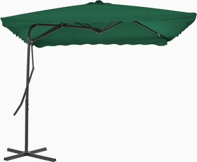 vidaXL Umbrelă de soare de exterior, stâlp din oțel, verde, 250x250 cm