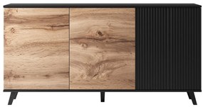 Comoda Random KM1 stejar wotan/negru - L160 x A40 x h82 cm