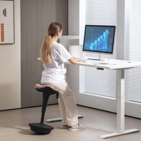 HOMCOM Scaun de echilibru, șezut mobil, rotativ, reglabil în înălțime, ergonomic, 34 x 34 x 68,5-83,5 cm, Maro | Aosom Romania