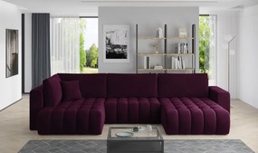 Canapea modulara tapitata, extensibila, cu spatiu pentru depozitare, 340x170x92 cm, Bonito R2, Eltap (Culoare: Violet inchis - Velvetmat 25)