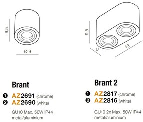 Spot aplicat pentru baie IP44 Brant 1 alb