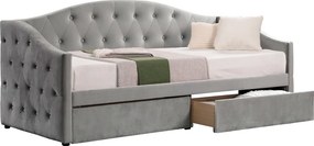 Pat cu spaţiu de depozitare, 90x200, ţesătură Velvet gri, ZASKA