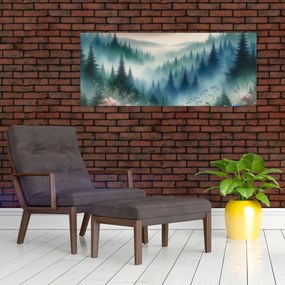 Tablou - Peisaj forestier cu ceață (120x50 cm)