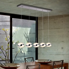 Lustra LED cu 5 pendule design modern Lipse crom SV-377523