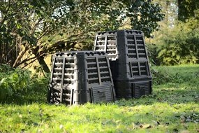 Composter de plastic pentru grădină, negru, 480 l