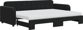 vidaXL Pat de zi cu extensie și saltea, negru, 80x200 cm, catifea