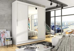 Expedo Dulap dormitor cu uşi glisante LUKAS cu oglindă, 250x215x58, negru mat
