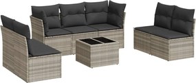 vidaXL Set mobilier de grădină cu perne, 8 piese gri deschis poliratan