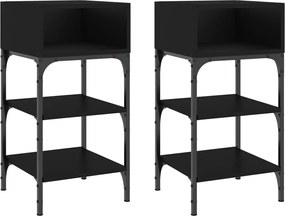 vidaXL Noptiere, 2 buc., negru, 35x34,5x70 cm, lemn compozit