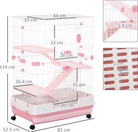 PawHut Cușcă Metalică cu 3 Niveluri, Metal, PP, Plastic, 81,2x52,7x114 cm, Negru | Aosom Romania