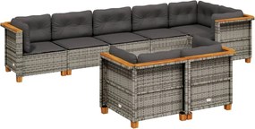 vidaXL Set canapele de grădină cu perne, 8 piese, gri, poliratan