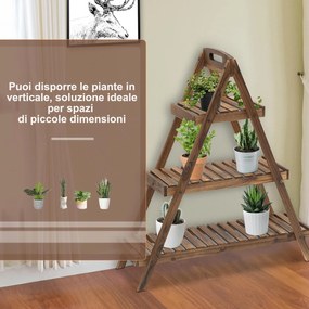 Outsunny Scara Decorativa pentru Ghivece din Lemn de Brad, Suport Plante Etajat, 86x28x100cm, Maro | Aosom Romania