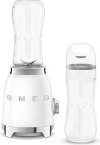 Blender Smeg PBF01WHEU, 300 W, 2 x 600 ml, 20 000–24 000 rpm, Baza antiderapanta, Fara BPA, Otel inoxidabil, Alb