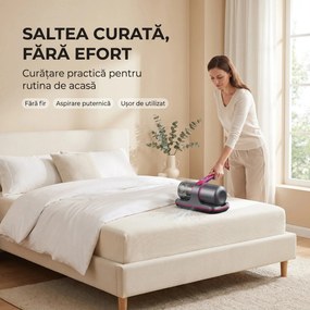 Aspirator antiacarieni wireless cu lampa UV si vibratii, pentru saltele si pat