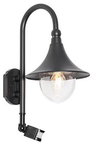 Aplică de perete exterioară neagră IP44 cu senzor de mișcare - Daphne