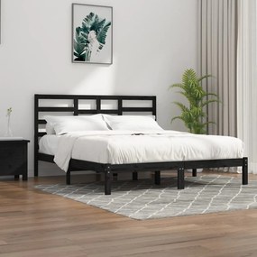 3105819 vidaXL Cadru de pat, negru, 200x200 cm, lemn masiv