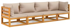 3155253 vidaXL Set mobilier de grădină cu perne gri taupe, 4 piese, lemn masiv